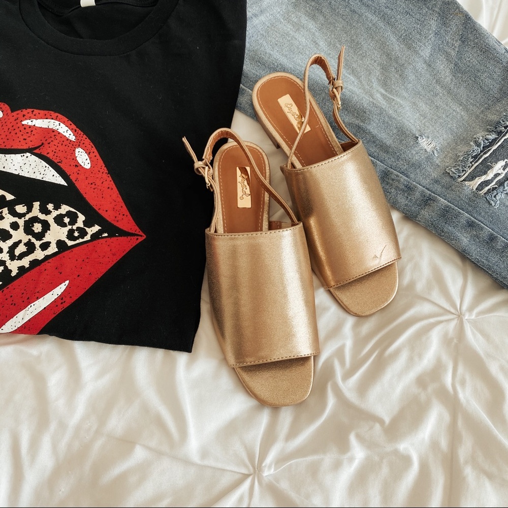 Metallic Gold Sandals - Picture 1 of 3